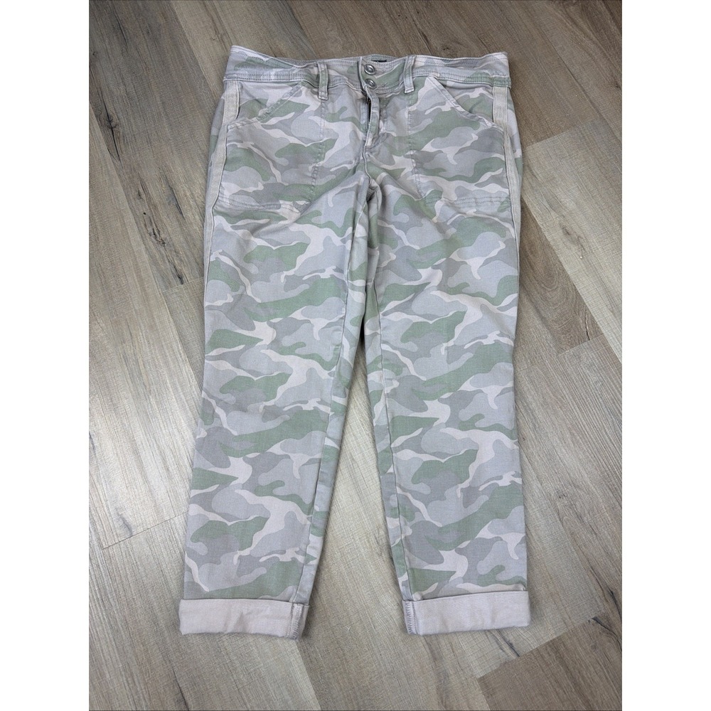 Torrid Camo Pants Size 12 Mid Rise Crop Roll Hem Stretch Casual Utility